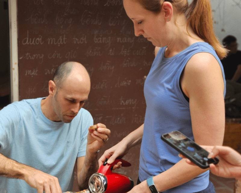 Hanoi Artisan Coffee Making Class with Train Street - Making coffee beside Hanoi’s railway line