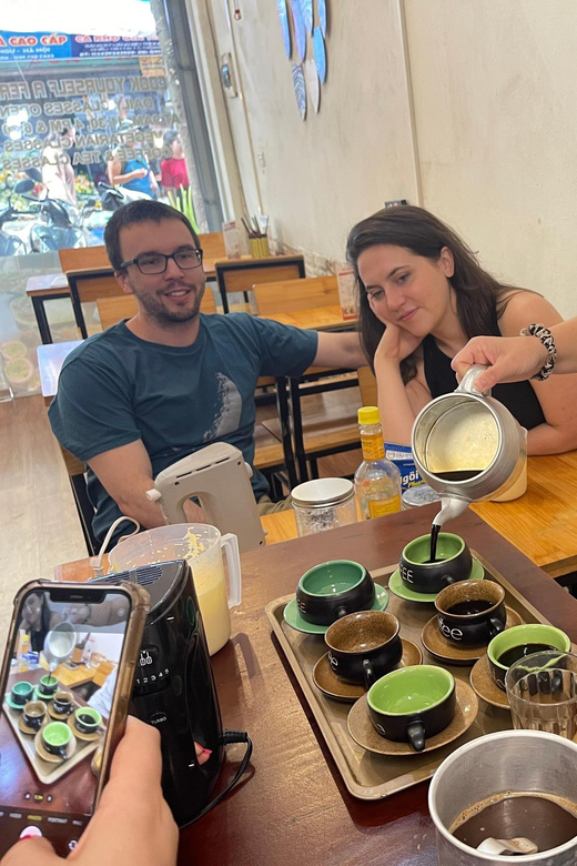 Hanoi: Hanoi Egg Coffee Class learning 5 coffees and stories - Making phin, egg, coconut, salt, and orange coffee