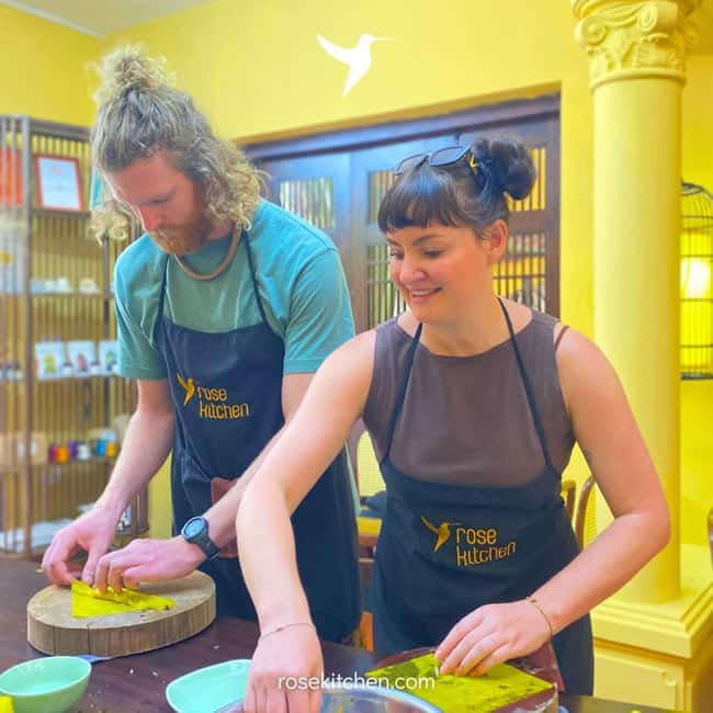 Hanoi: Rose Kitchen: Pho/Bun Cha/Nem+ Free Egg/ Salt Coffee - What the teaching feels like with Simon, Maxi, Aroma, and Kim