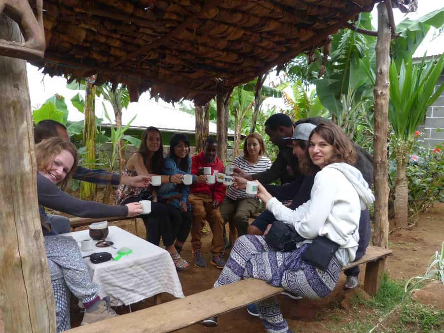 Kilimanjaro: Village Walk, Coffee Tour, Waterfall, and Lunch - Making coffee the traditional way