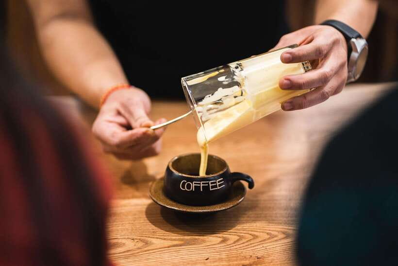 NYNA Coffee Culture- Egg Coffee/Salted Coffee/Coconut Coffee - Preparing cold coconut coffee