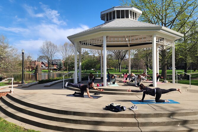 Shared Yoga and Coffee Experience On The Trolley Pub - The Scioto Mile and the City View